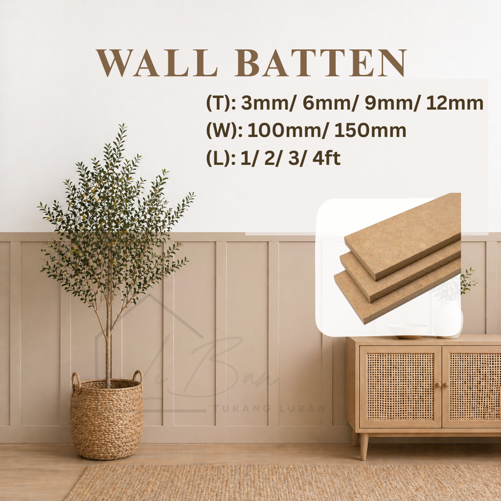 Batten Wall/ Shiplap/ Wainscoting MDF Board 3mm 6mm 9mm 12mm | 100mm 150mm | 1ft 2ft 3ft 4ft