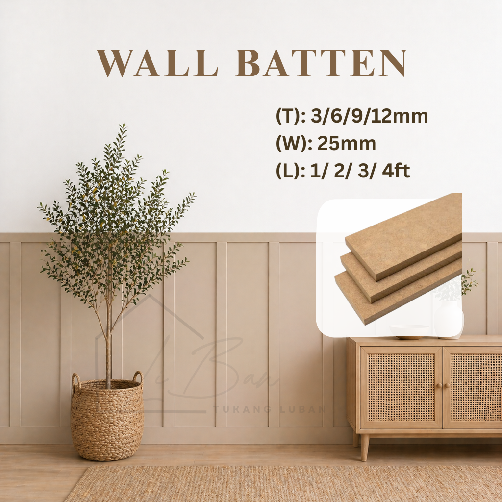 Batten Wall/ Shiplap/ Wainscoting MDF Board 3/6/9/12mm | 25mm | 1ft 2ft 3ft 4ft