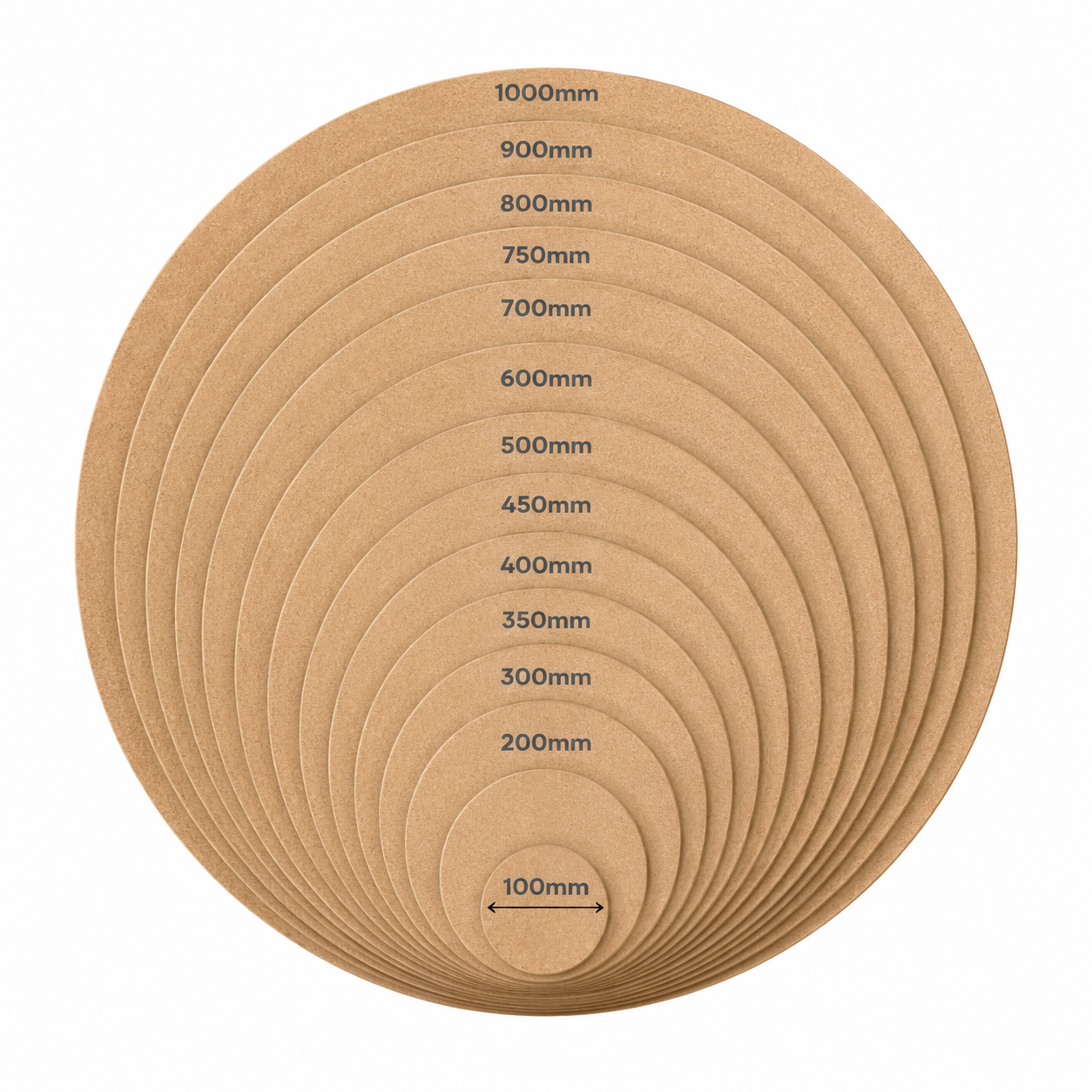 MDF Board Round diameter 100mm ~ 1000mm