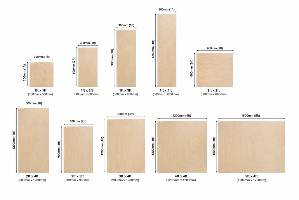 Lightwood Plywood 1ft - 5ft Sizes