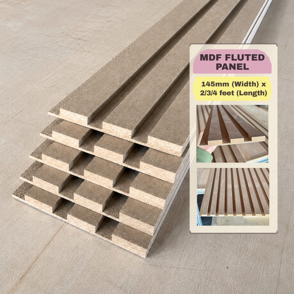 Fluted Panel MDF Board 12mm, 145mm 2ft/3ft/4ft dinding deco fluted wall decoration